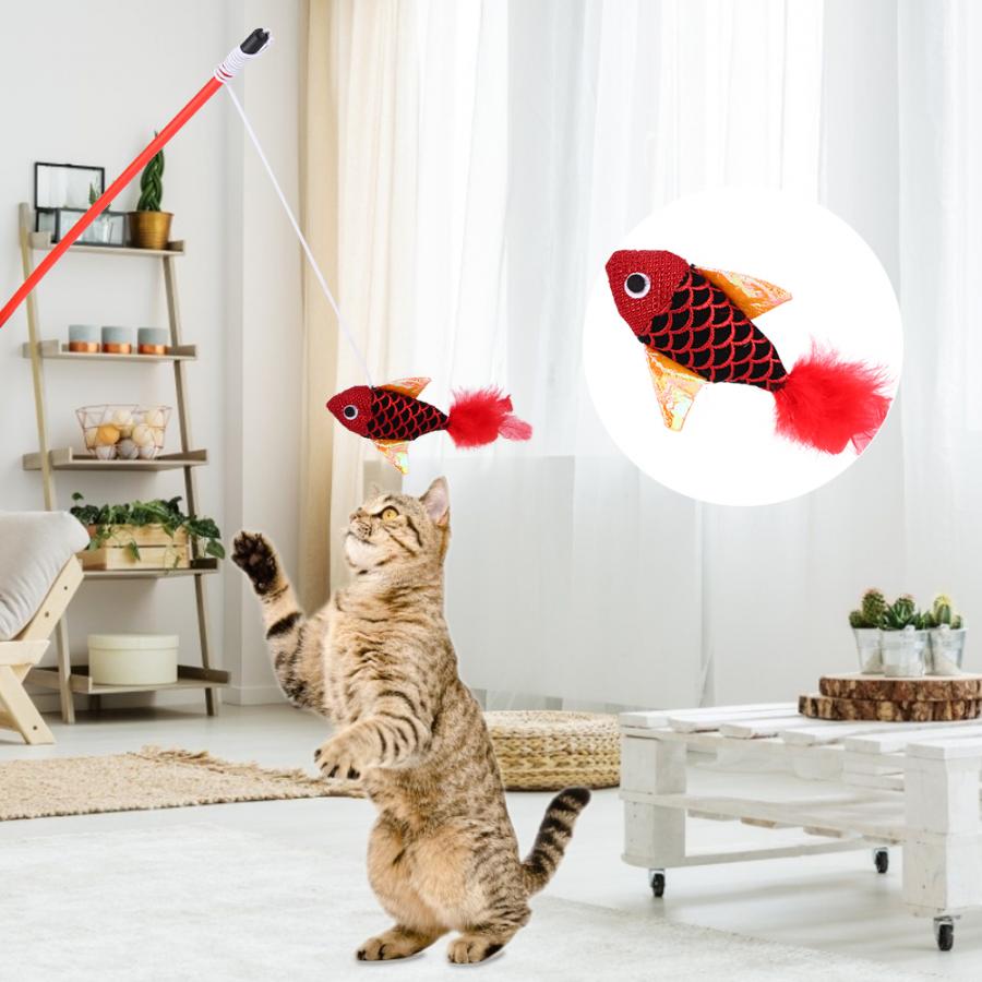 Fish pattern funny cat stick toy