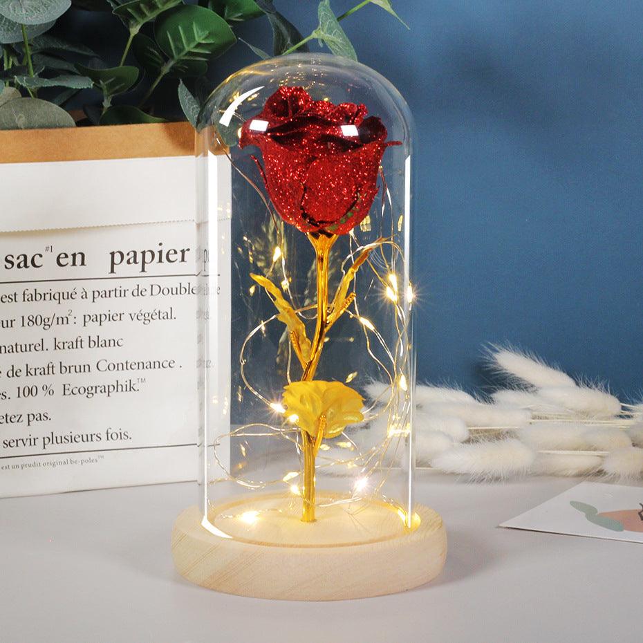 Rose Flower In Glass LED Light Christmas Decoration - Envogue Brands