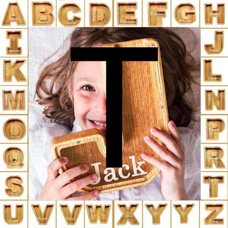Alphabet Piggy Bank Wooden Acrylic Crafts