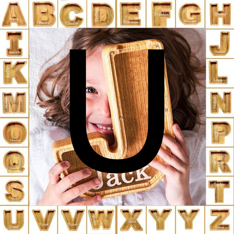 Alphabet Piggy Bank Wooden Acrylic Crafts