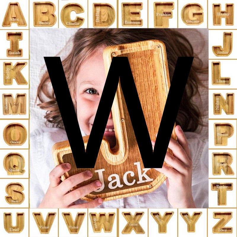 Alphabet Piggy Bank Wooden Acrylic Crafts