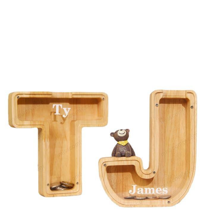Alphabet Piggy Bank Wooden Acrylic Crafts - Envogue Brands