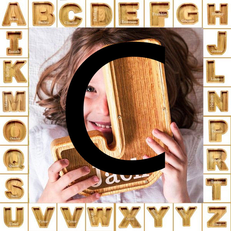Alphabet Piggy Bank Wooden Acrylic Crafts