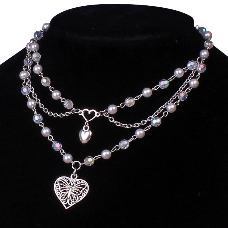 Necklace Female Pearl Peach Heart Choker