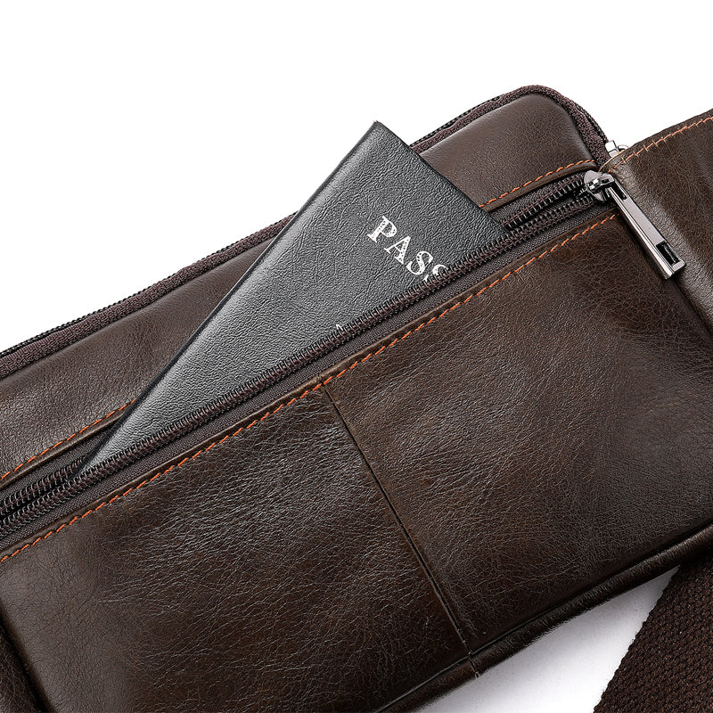 New Men's head leather waist bag