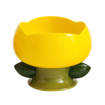 Flower Ceramic Cat Bowl Tall Food Bowl