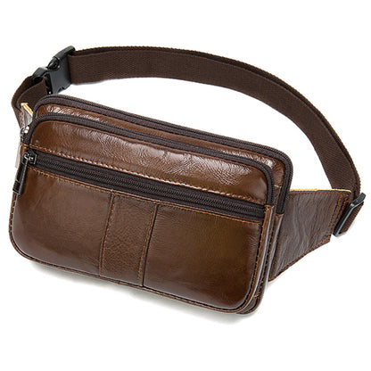 New Men's head leather waist bag