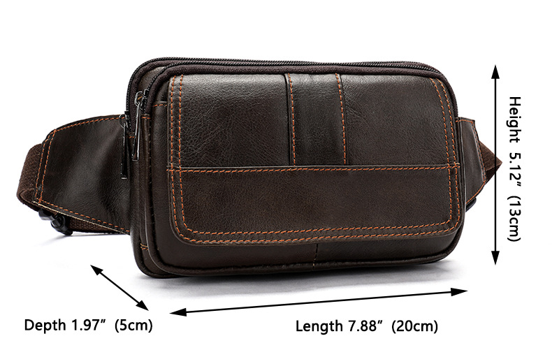 New Men's head leather waist bag