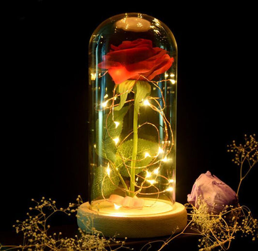 Rose Flower In Glass LED Light Christmas Decoration - Envogue Brands