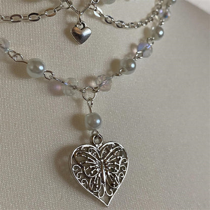 Necklace Female Pearl Peach Heart Choker