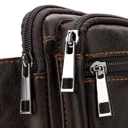 New Men's head leather waist bag