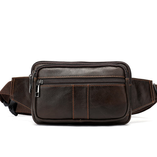 New Men's head leather waist bag