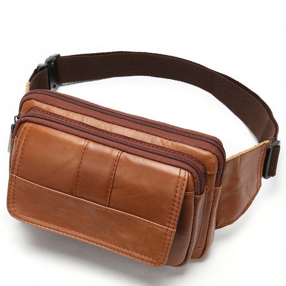 New Men's head leather waist bag