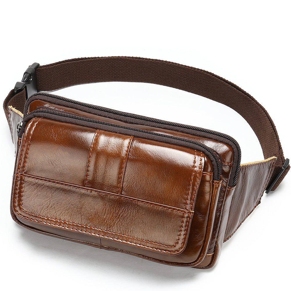 New Men's head leather waist bag