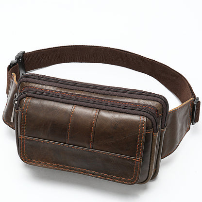 New Men's head leather waist bag