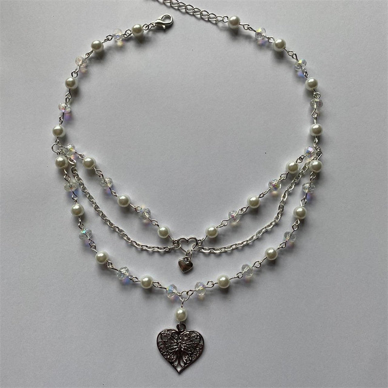 Necklace Female Pearl Peach Heart Choker